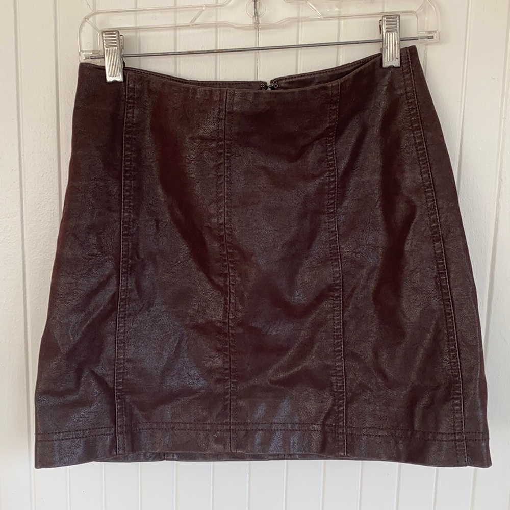 Free people vegan leather brown miniskirt
